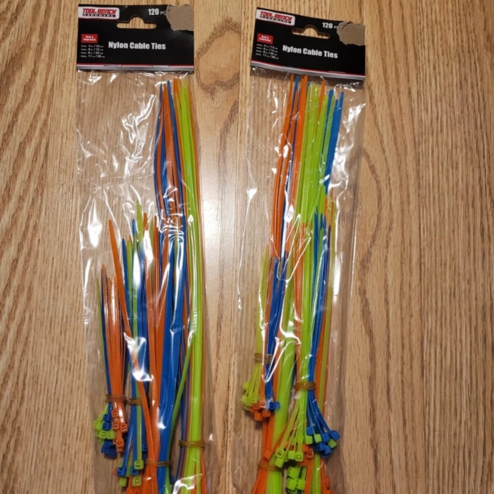 300 Count Multi-Purpose Cable Zip Ties Nylon 3 Color Assortment